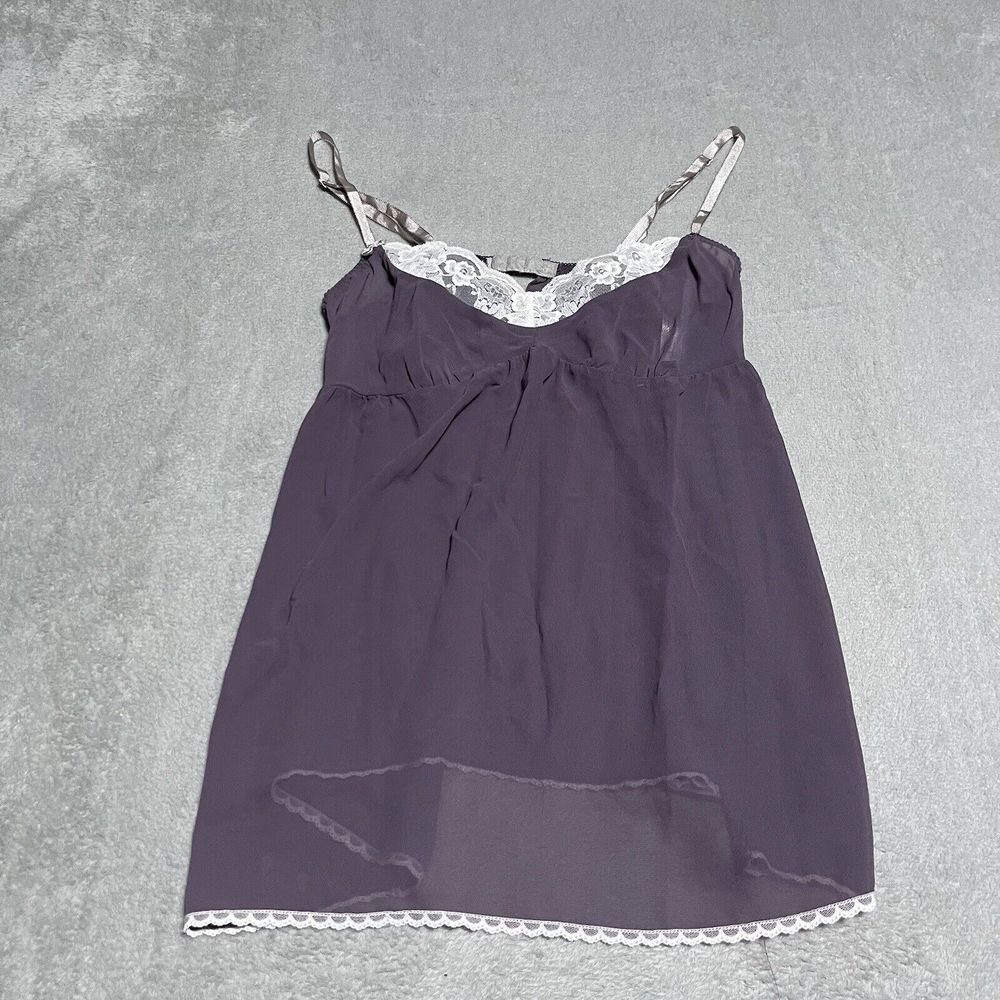 Victorias Secret Cami Slip Top Lingerie Womens Small Lace‎ Trim Plum Babydoll